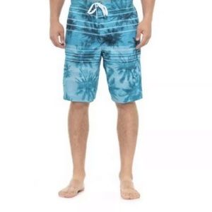 Speedo Swim Trunks Blue Tropical Print 1 Pocket, S
